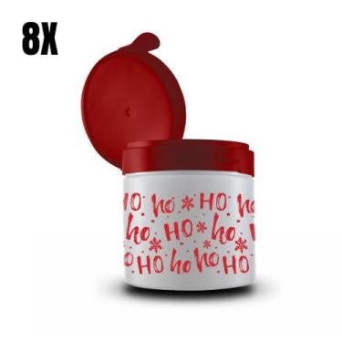 Imagem de Kit 8x natal 1000ml tampa de encaixe plástico estampa natalina - Bande