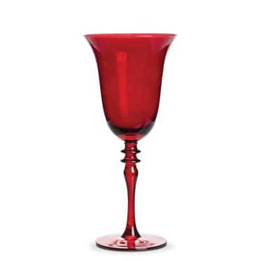 Imagem de Abbott Cálice de vinho rodado coleção com haste ornamentada, vidro vermelho (340 g)