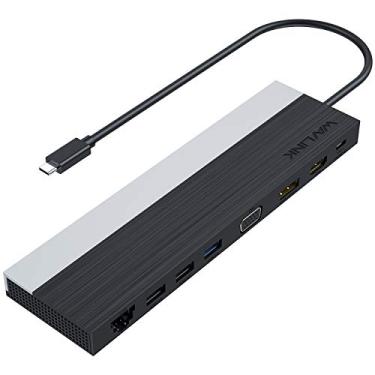 Imagem de WAVLINK Estação de ancoragem USB C, monitores duplos, adaptador multiportas USB-C de tela tripla com HDMI, DisplayPort, VGA, Ethernet, carregamento PD3.0 de 100 W, portas USB, leitor de cartão SD/TF,
