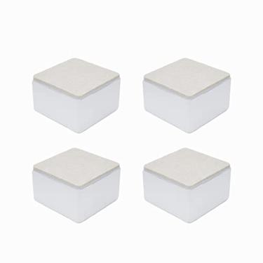 Imagem de Tsnamay Elevadores autoadesivos de 5 cm para cama e móveis, elevadores de móveis, peças de elevação de cama de aço para móveis pesados ou camas, móveis, cadeiras de mesa, quadrado branco 80 x 52 mm (WH)
