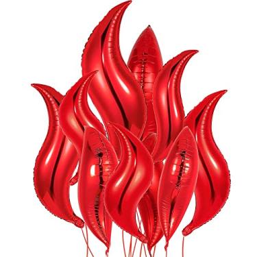 Imagem de Katchon, Big Red Mermaid Tail Balloon - 25 Inch, Pack of 6 | Red Flame Balloons for Red Curve Balloon Garland | Red Foil Balloons Birthday Decor | Red Chinese New Year Decorations 2025