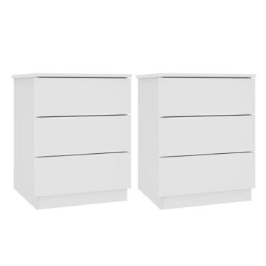 Imagem de Kit 2 Mesas de Cabeceira 3 Gavetas Veronna Neve Neve