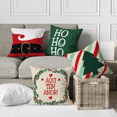 Imagem de Kit 4 Capas De Almofadas Decorativas Natal Papai Noel Amor - Core Deco