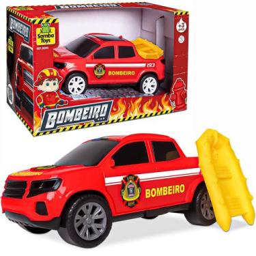 Imagem de Carrinho De Bombeiros Picape De Resgate Brinquedo Caminhonete Grande -