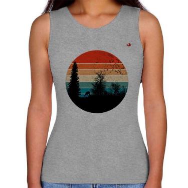 Imagem de Regata Feminina Floresta Vintage Sunset - Foca na Moda, Cinza, GG