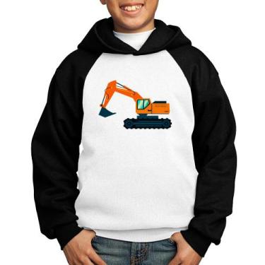 Imagem de Moletom Infantil Escavadeira - Foca na Moda, Branco, Preto, 10