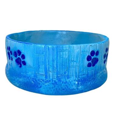 Imagem de Comedouro Pet com Patinhas Tigela em Resina Bebedouro Cachorro Gato - 