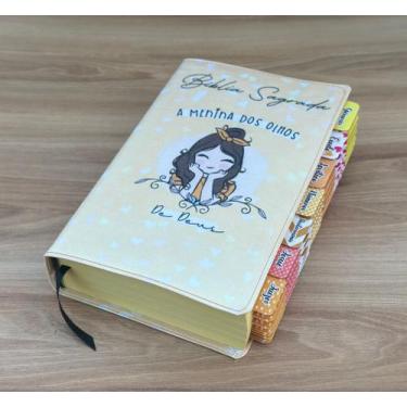 Imagem de Bíblia A menina dos olhos de Deus com Abas adesivas coladas  com harpa