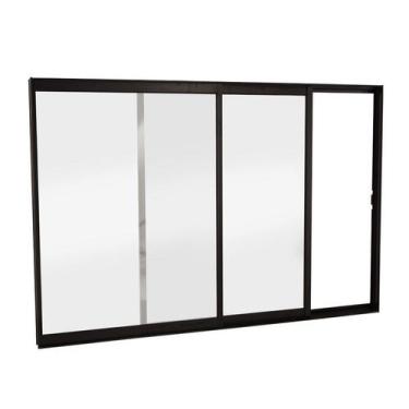 Imagem de Janela de Correr em Alumínio 100 x 100 x 6 cm 2 Folhas Esquerda Preto 