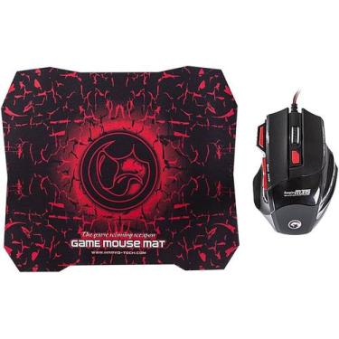 Imagem de Mouse +Mousepad Marvo M315+G1 Gaming Black/Red