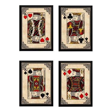 Imagem de Kit 4 Quadros Decorativos Baralho Poker Jogo Cartas Reis - Fanarte