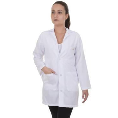 Imagem de Avental Jaleco Enfermagem Hospitalar Microfibra Manga Longa Branco Art