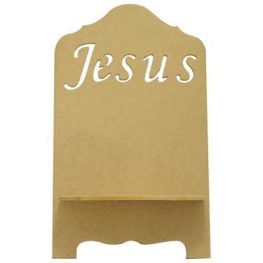 Imagem de Porta Bíblia Jesus 23,5x37 Mdf 6mm Madeira  - Atacadão do Artesanato M