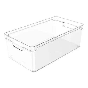Imagem de Cesta Organizador De Armário Geladeira Com Alças Cozinha Ou, Transpare