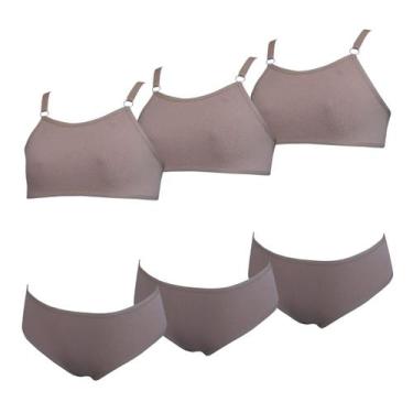 Imagem de Kit 3 Conjunto Sutiã e Calcinha Menina Infantil Algodão - OPTE, G, Beg