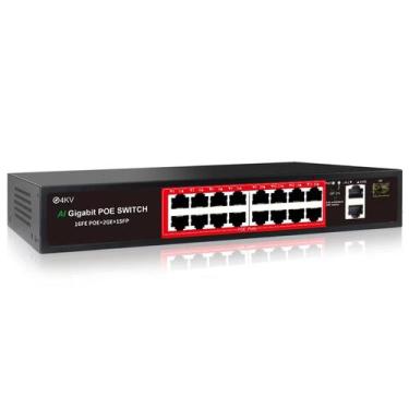 Imagem de Switch PoE STEAMEMO de 19 Portas com 16 Portas PoE + 2 Gigabit Uplink