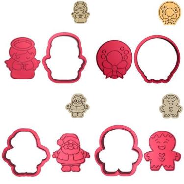 Imagem de Kit 4 Cortadores Natal Anjinho Guirlanda Noel Ginger - DOCE IMPRESSO, 