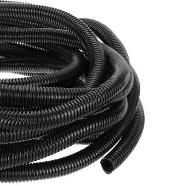 Imagem de DMiotech Tubo dividido de tear de fio de 15,2 m, protetores de cabo de conduíte flexível para animais de estimação para escritório, casa, jardim, preto