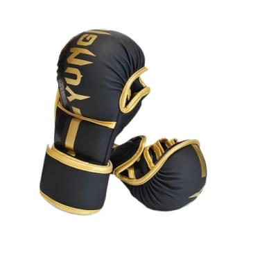 Imagem de Dynwave Luvas de boxe Luvas de soco Equipamentos de prática Luvas de soco Luvas de sparring para karatê Sparring Sanda Mma Kickboxing, Black Gold L