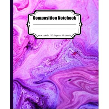 Imagem de Composition Notebook: marble composition notebook 2021 2022 | Wide Ruled Paper Journal Notebook | Pretty Gold Purple Turquoise Liquid Marble ... Wide Ruled Paper | 7.5" x 9.25" 110 Pages