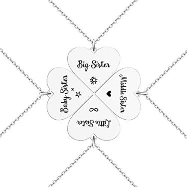 Imagem de HOFOYA Conjunto de colar de irmãs para 2, 3, 4, Big Sis Mid Sis Lil Sis, presentes para mãe, pingentes e pingentes, joias de presente para irmãs grandes, presentes de amizade, presente de aniversário dos namorados para filha, irmã, melhores amigas., Small, Aço inoxidável, não conhecido