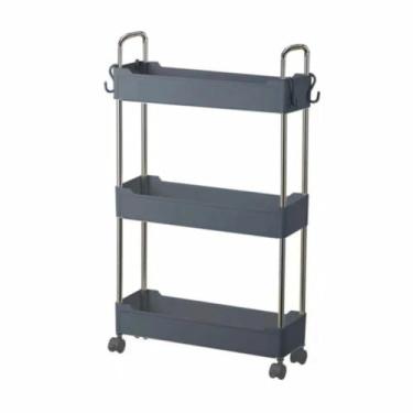 Imagem de Prateleira Multiuso 3 Andares com Rodinhas Para Casa Comércio e Salão de Beleza Cinza