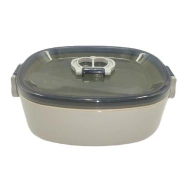 Imagem de Pote Marmita Plástica Com Tampa Divisória Vasilha 600ml - Cinza