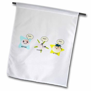 Imagem de 3dRose fl_165150_1 PhD Funny Process Cartoon Before During After Humorous Graduation Gift Garden Flag, 30 x 45 cm