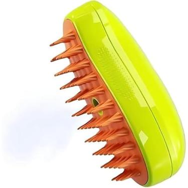 Imagem de Escova Pet Para Cães e Gatos a Vapor 3 em 1, Autolimpante, Massagem e Remoção de Pelos, Design Ergonômico, Cerdas de Silicone, Carregamento USB, Escova Vaporizadora e Massageadora