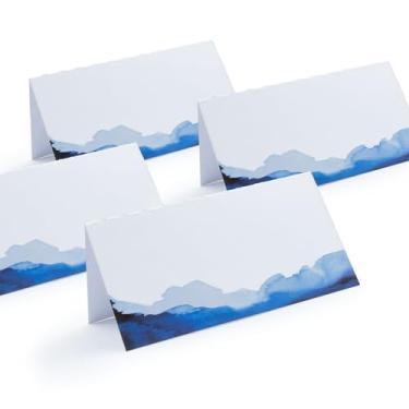 Imagem de Summer-Ray 48 cartões aquarela azul marinho para mesa de casamento cartão de acompanhante (lado único)