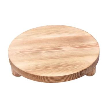 Imagem de XLWLLNJ Suporte de madeira para pedestal, bandeja de madeira para saboneteira, mesa de banheiro de fazenda, diâmetro de 25,4 cm, cozinha, suporte de pedestal, Marrom Claro