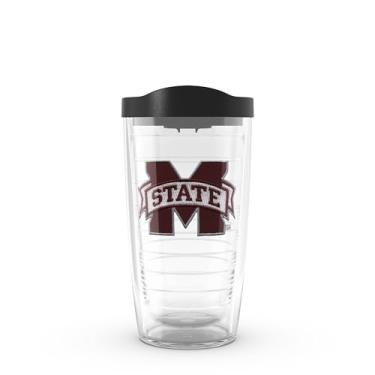 Imagem de Tervis Feito nos EUA com paredes duplas do Mississippi State University Bulldogs copo isolado mantém as bebidas frias e quentes, 473 g, logotipo principal