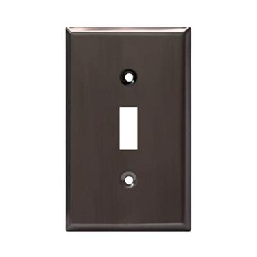 Imagem de ENERLITES Toggle Light Switch Metal Wall Plate, Stainless Steel Switch Cover, Corrosion Resistant, Mid-Size 1-Gang 4.50" x 2.76", Stainless Steel 201, 7711-BBK, Brushed Black
