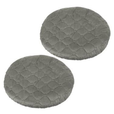 Imagem de PATIKIL Capas de banco redondas, pacote com 2 capas elásticas para banco de bar, capa de almofada lavável, capa de assento de cadeira de bar elástica para cadeira de 25 a 33 cm, cinza escuro
