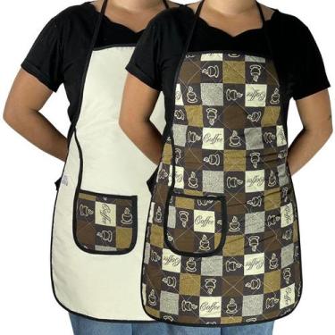Imagem de Avental Plastificado Estampado Com Bolso Dulpa face Cozinha - Genérica