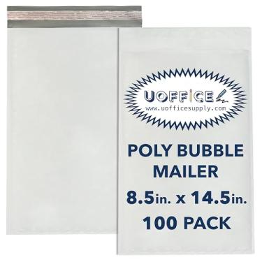 Imagem de UOFFICE Sacos plásticos plásticos de bolhas, pacote com 100 unidades #7,6-21,6 cm x 14,5 pol, envelopes plásticos para embalagem e correspondência, suprimentos para pequenas empresas, sacos de envio