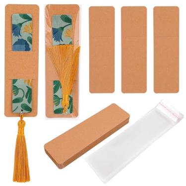 Imagem de Framendino, 200 Pack Bookmark Sleeves Kraft Paper and Transparent Self Adhesive Bag for Wrappin Gift