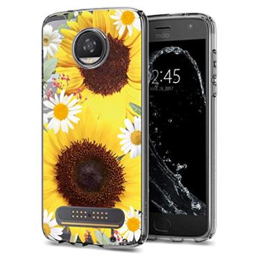 Imagem de Ueokeird Capa para Moto Z2 Force, para Moto Z2 Play para meninas e mulheres, capa protetora traseira para celular Motorola Moto Z2 Girassol