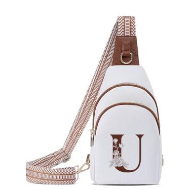 Imagem de Bolsa transversal feminina inicial bolsa de ombro pochete lateral transversal pequena bolsa de couro para viagem para filha mãe irmã namorada melhor amiga Natal mãe presente de aniversário exclusivo,