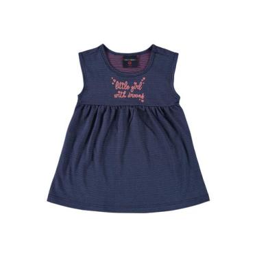 Imagem de Vestido em Malha Trabalhada para Bebê Menina Guloseima, Azul marinho, 