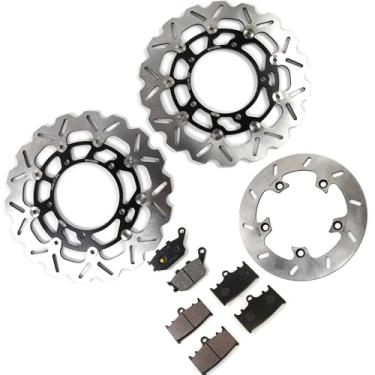 Imagem de Discos e pastilhas de disco de freio dianteiros e traseiros flutuantes compatíveis com Suzuki BANDIT GSF 1250 S ABS 2012-2015, GSX1250FA 2010-2015, GSX650F Non-ABS 2008-2012, acessórios de motocicleta