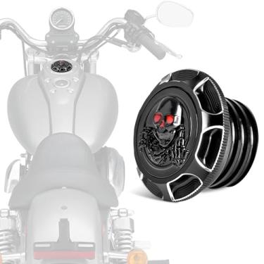 Imagem de Tampa do tanque de gasolina de motocicleta adequada para Harley Sportster 1200 883, Softail, Road King, Iron 883 1200, Freewheeler, Forty Eight, Fat Boy, Dyna | Enseada do tanque de combustível com