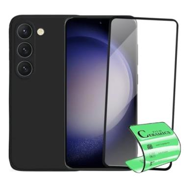 Imagem de Kit Película Premium 9D Cerâmica e Capa Capinha VELUDO preta Compatível Com Samsung Galaxy S23