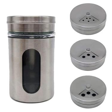 Imagem de Porta Condimentos Temperos Vidro Inox com Visor Organizador de Temperos de Luxo Design Elegante e Funcional Ideal para Cozinha Moderna e Sofisticada