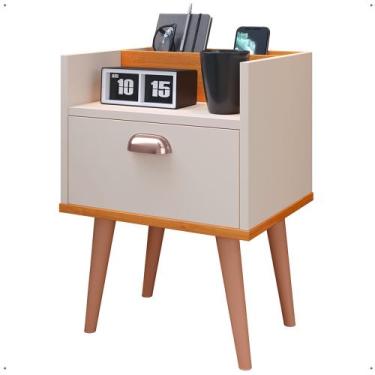Imagem de Mesa de Cabeceira Milena Cinza com Gaveta e Compartimento para Celular