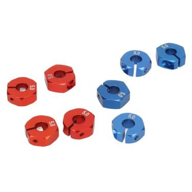 Imagem de Roda RC Hex, Liga de Alumínio Leve 8 PCS Vermelho e Adaptador de Hub Sextavado Com Pinos para Carros 1/10 RC (5mm)