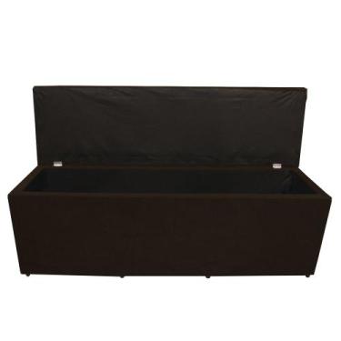 Imagem de Calçadeira Baú Paris King 195 cm Botão Strass Suede Marrom Do Lar Móve