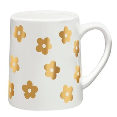 Imagem de Santa Barbara Designs Studio Canecas de café para presente de cerâmica artesanal afunilada ou xícara de chá, 510 g, flores douradas