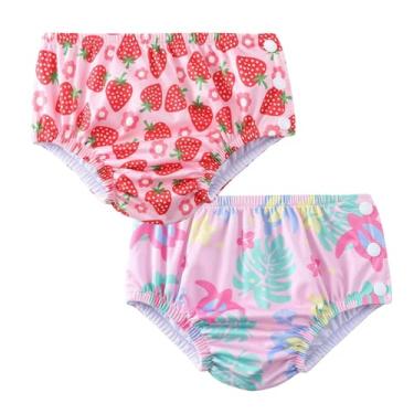 Imagem de Acqua di Mare kit c/2 Biquini com Fralda Reutilizável de Piscina para Bebê Menina 6 a 24 meses (Moranguinho e Tartarugas, 12 meses)