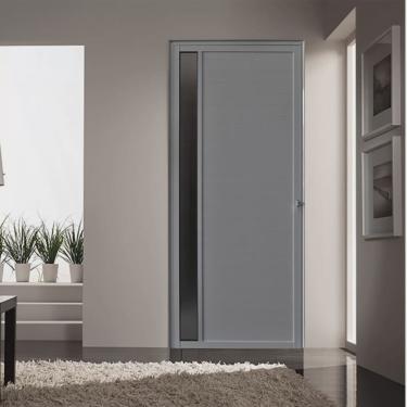 Imagem de Porta de Alumínio Lambril 210x90cm com Visor Lado Direito Hale Esquadrias